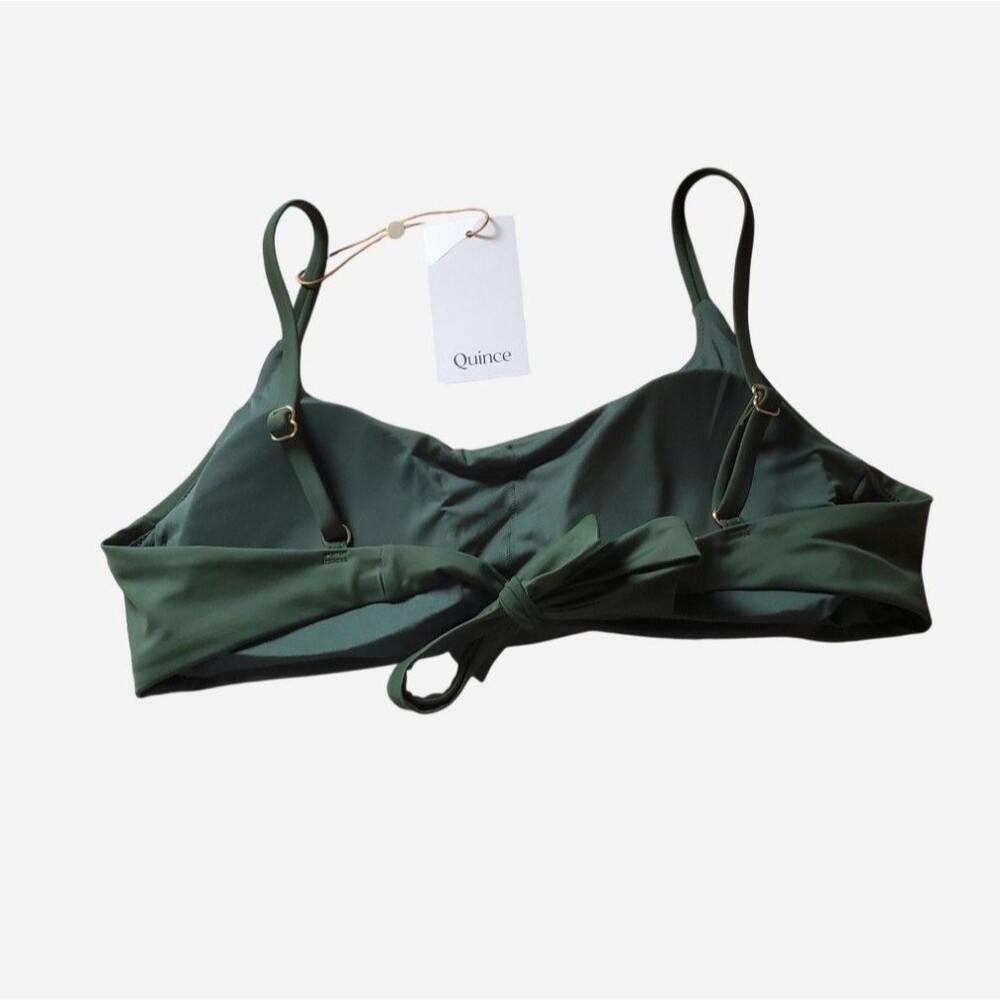 Quince Italian Scoop Neck Bikini Top Palm Green Size L Minimal Beach Resortwear - Picture 3 of 5